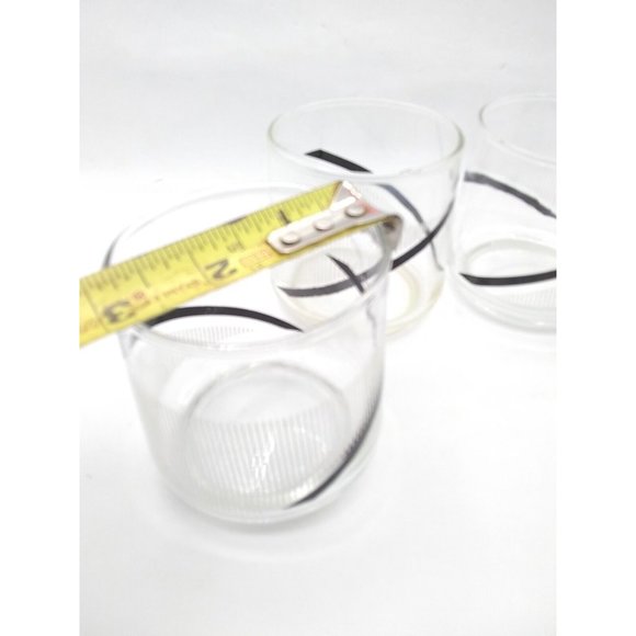 Mika's midnight? G. Braids Black/White Lowball Glasses Retro MCM Bar Ware Set/4. - Picture 10 of 12